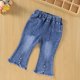 thumbnail image 2 of Odeerbi 1-6 Años Niñas Pantalón Vaquero Acampanado Raw Hem Pantalón Vaquero Ancho Casual Loose, 2 of 3