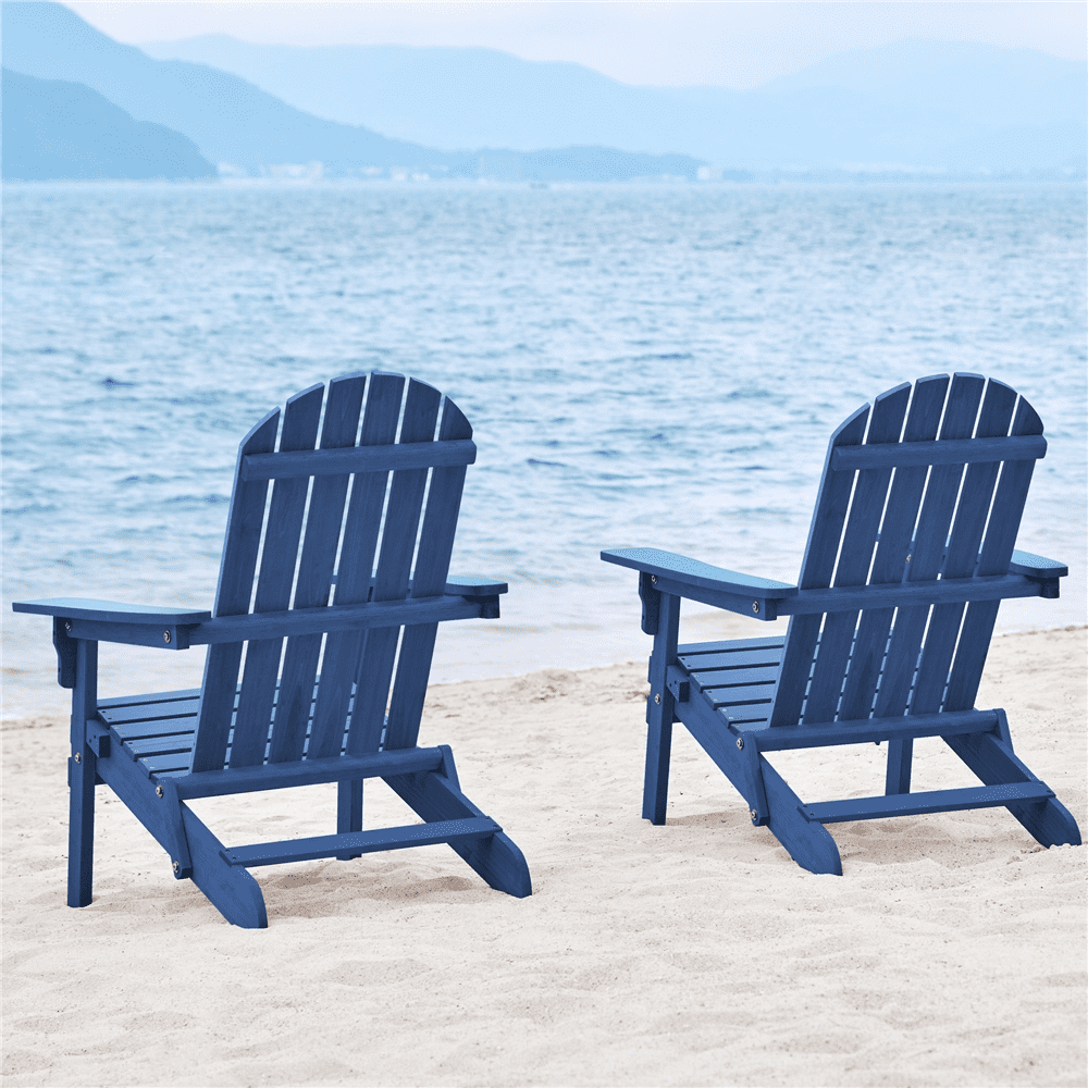 Smile Mart Fir, Metal Adirondack Chairs Set of 2, Blue