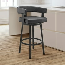 Armen Living Cohen30" Bar Height Swivel Bar Stool in Black Finish and Black Faux Leather