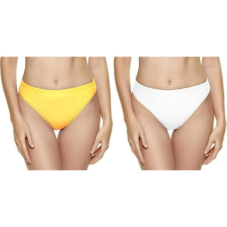 (2-Pack) Kcodviy Women Vintage Print Low Womens Swim Pants Knee Length Waist Brazilian Bikini Bottom Women Swim Bottoms Bikini Swimwear Briefs Beachwear Brazilian Bikini Bottom Side Tie Thong Bathin
