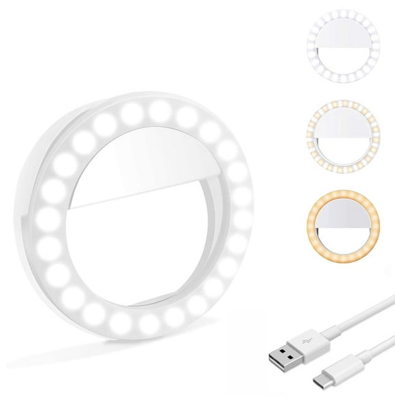 450mAH 48 LED Type C Selfie Ring Light with 3 Adjustable Light Modes for Smart Phone Photography, Camera Video, Girl Makes up