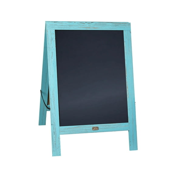 A Frame Chalkboard by HBCY Creations: 20x30 Solid Wood A-Frame Sign Robin Blue Double-Sided Magnetic Board, Chalkboard Menu Board, for Restaurants, Cafés, Weddings - Heavy Duty Hinges