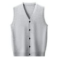 thumbnail image 5 of YMNXA Mens Sweaters Vest Sleeveless V Neck Solid Color Buttons Knitted Comfortable Slim Fit Top For Casual Daily Wear Light Gray M, 5 of 5