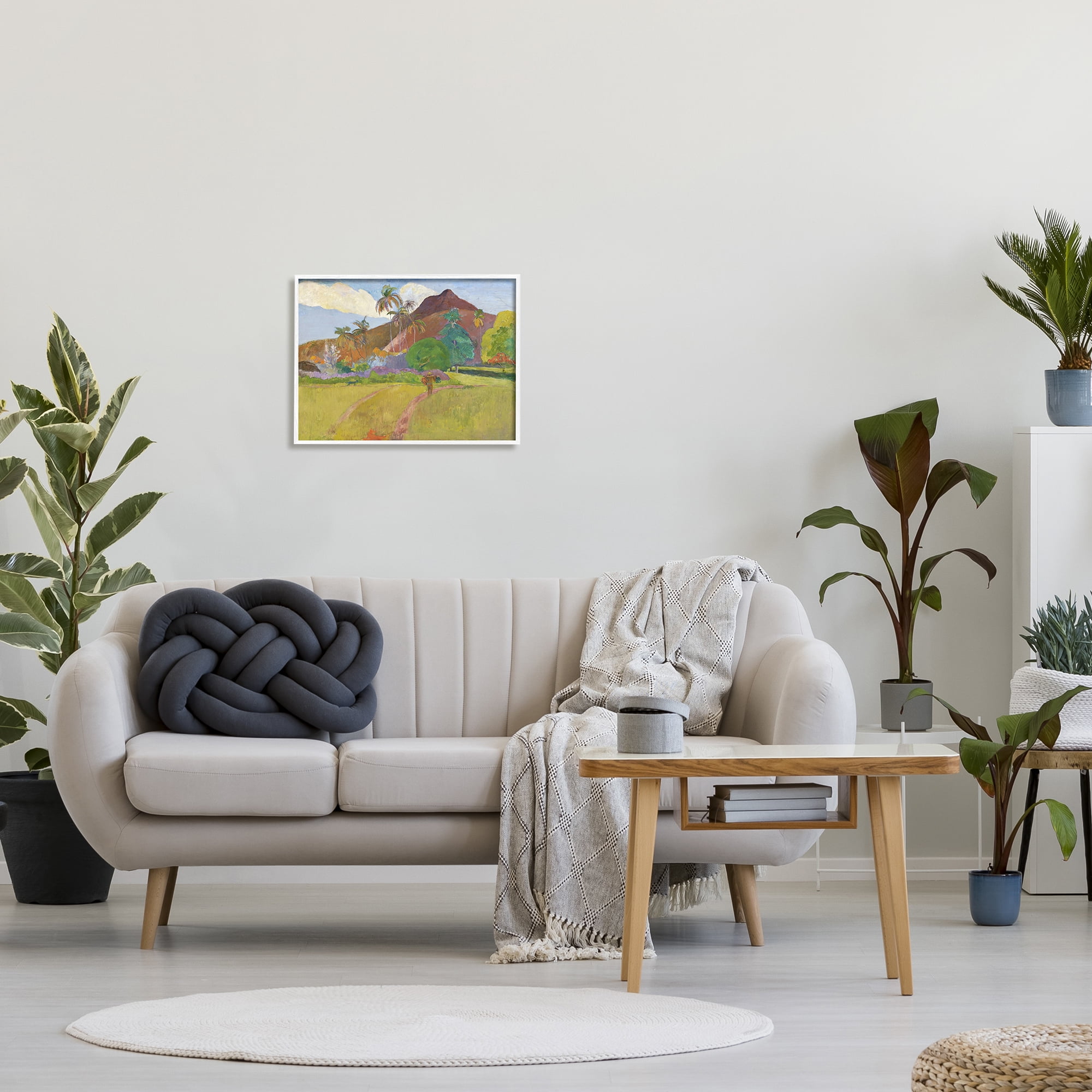 Stupell Tahitian Landscape Gauguin Painting Landscape Painting White Framed Art Print Wall Art