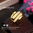 thumbnail image 6 of Adjustable Dubai Yellow Gold Plated Geometric CZ Round Engagement Finger Ring, 6 of 9