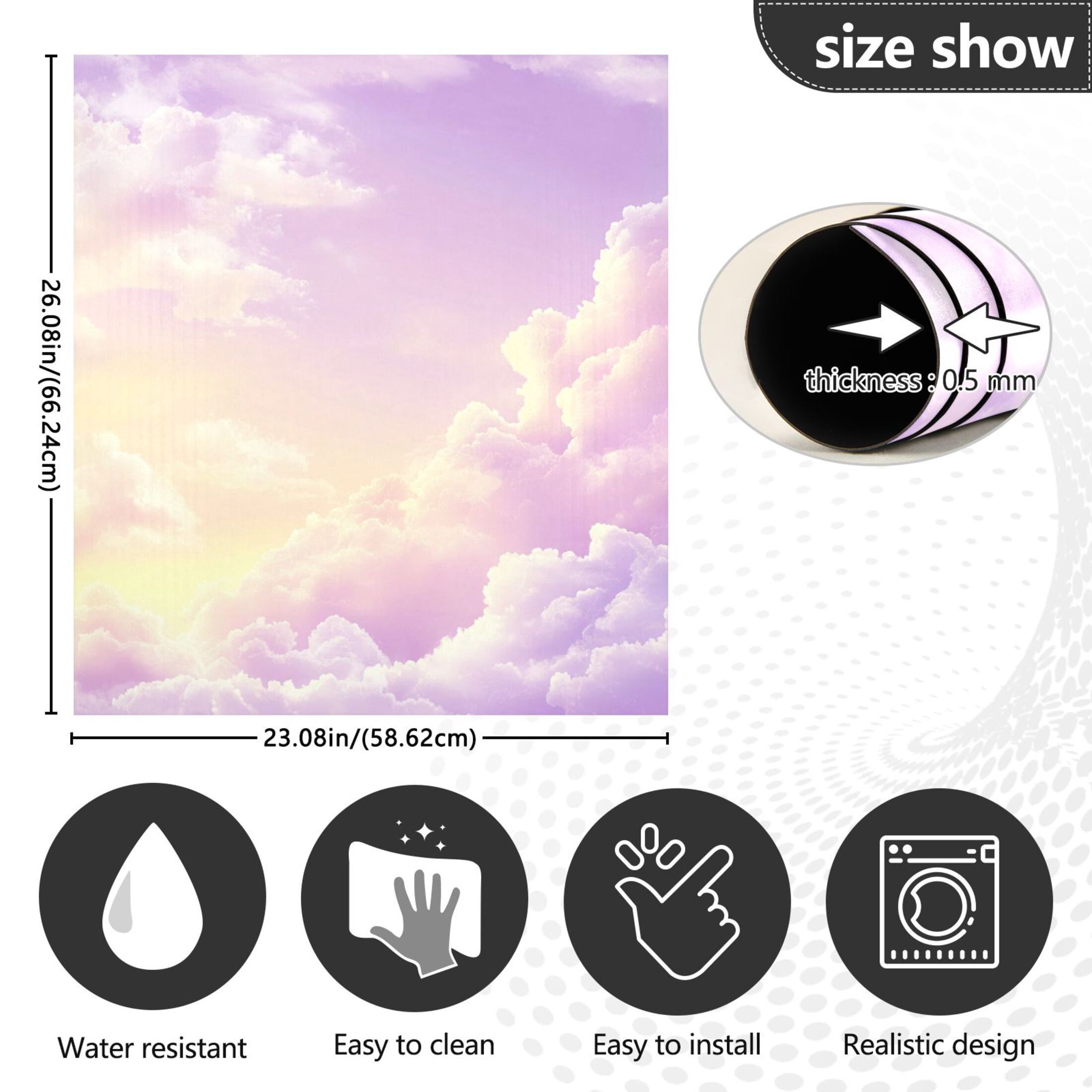 Dishwasher Magnetic Sticker 23x26 Inch Refrigerator Magnetic Sticker Washing Machine Magnetic Sticker Kitchen Panel Magnetic Sticker Home Decor Pretty Purple Cloud