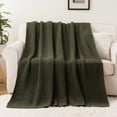 thumbnail image 3 of Battilo Olive Green Waffle Throw Blanket for Couch,Decorative Chenille Blanket for Home Decor,50"x60", 3 of 9
