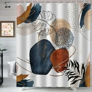 Dznils Abstract Shower Curtain, Boho Mid Century Modern Neutral Geometric Bathroom Curtain Decor with 12 Hooks, 72 x 72