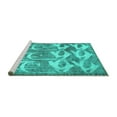 thumbnail image 2 of Ahgly Company Machine Washable Indoor Square Abstract Turquoise Blue Contemporary Area Rugs, 8' Square, 2 of 4