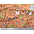 thumbnail image 3 of Soimoi Poly Georgette Fabric Gift Box,Snowman & Tree Christmas Printed Fabric 1 Yard 42 Inch Wide, 3 of 3