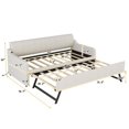 thumbnail image 7 of Kacho Twin Size Upholstery Daybed with Adjustable Trundle &USB Charging Design, Wooden Daybed with Pop Up Trundle and Slat Support for Bedroom Livingroom, Space-Saving, No Box Spring Needed, White, 7 of 7