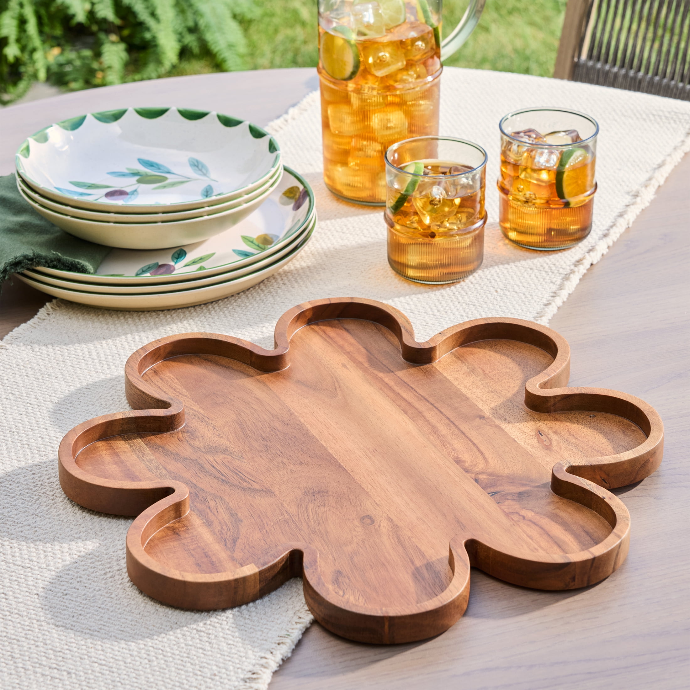 Better Homes & Gardens Floral Acacia Wood Serving Platter