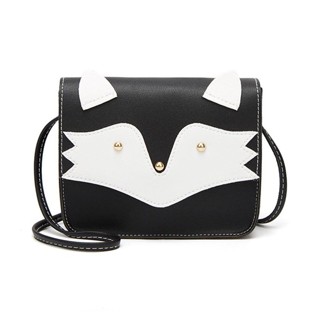 Sywqhk Bolso De Hombro Cuadrado De Gato De Dibujos Animados Lindo Cruzado De Cuero Pu Para Mujer (Negro) Sywqhk Para estrenar