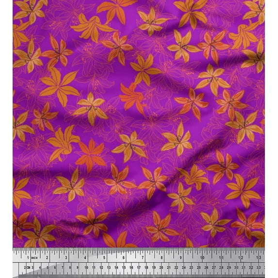 Soimoi Poly Georgette Fabric Flower Floral Print Fabric by Yard 42 Inch Wide