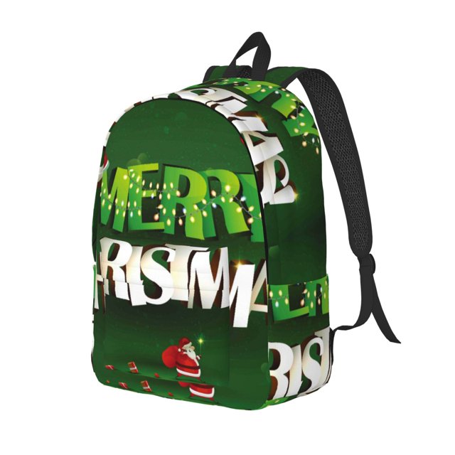 Disketp Merry Christmas Mochila de Lona Estampada, Mochila Escolar de Viaje Ligera para Estudiantes y Portátil-Small