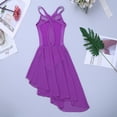 thumbnail image 4 of Hansber Girls Kids Modern Lyrical Dance Dress Mesh High Low Hem Ballet Dance Gymnastics Leotard Dress Purple 11-12, 4 of 6