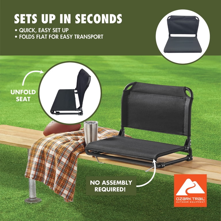 Ozark Trail Stadium Seat Black Extra-Wide Raised Support Support