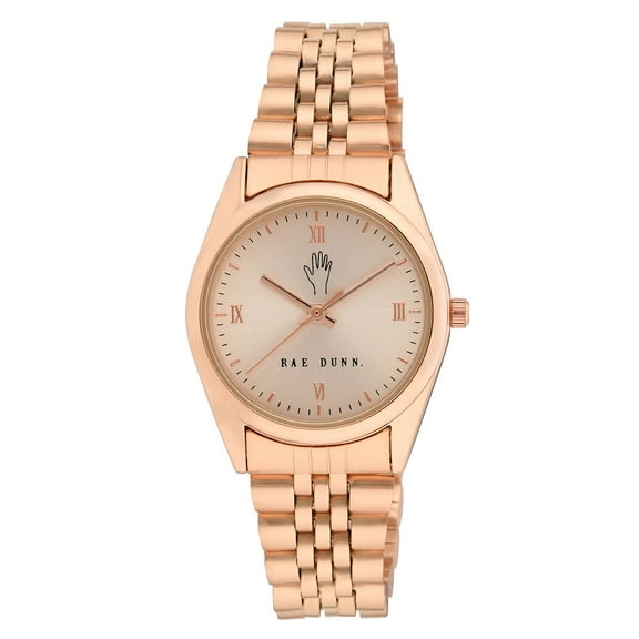Rae Dunn Women's JULIA Rose Gold 30mm Round Face Roman Numeral Link Watch