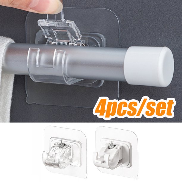 Travelwant 4Packs Adhesive Curtain Rod Holder, No Nail Curtain Rod