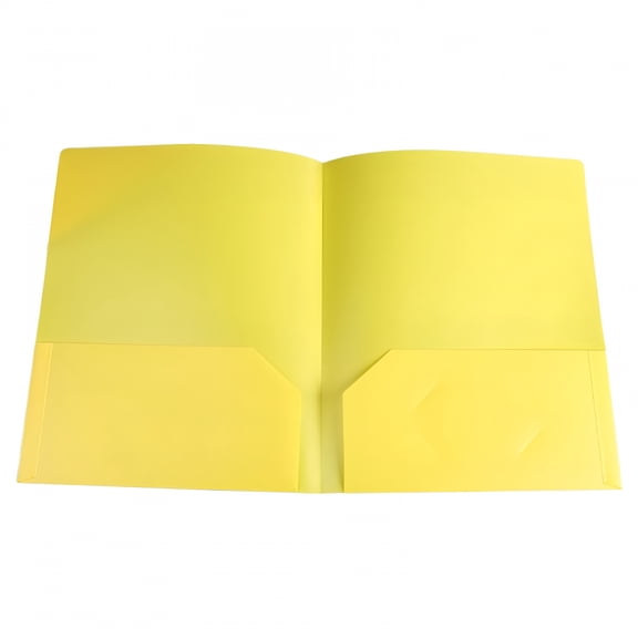 CCOCC Plastic Folders with Pockets No Prongs Heavy Duty Plastic Two Pocket Folders Standard Letter Paper Folder 2 Business Card Folders Plastic Folders Yellow
