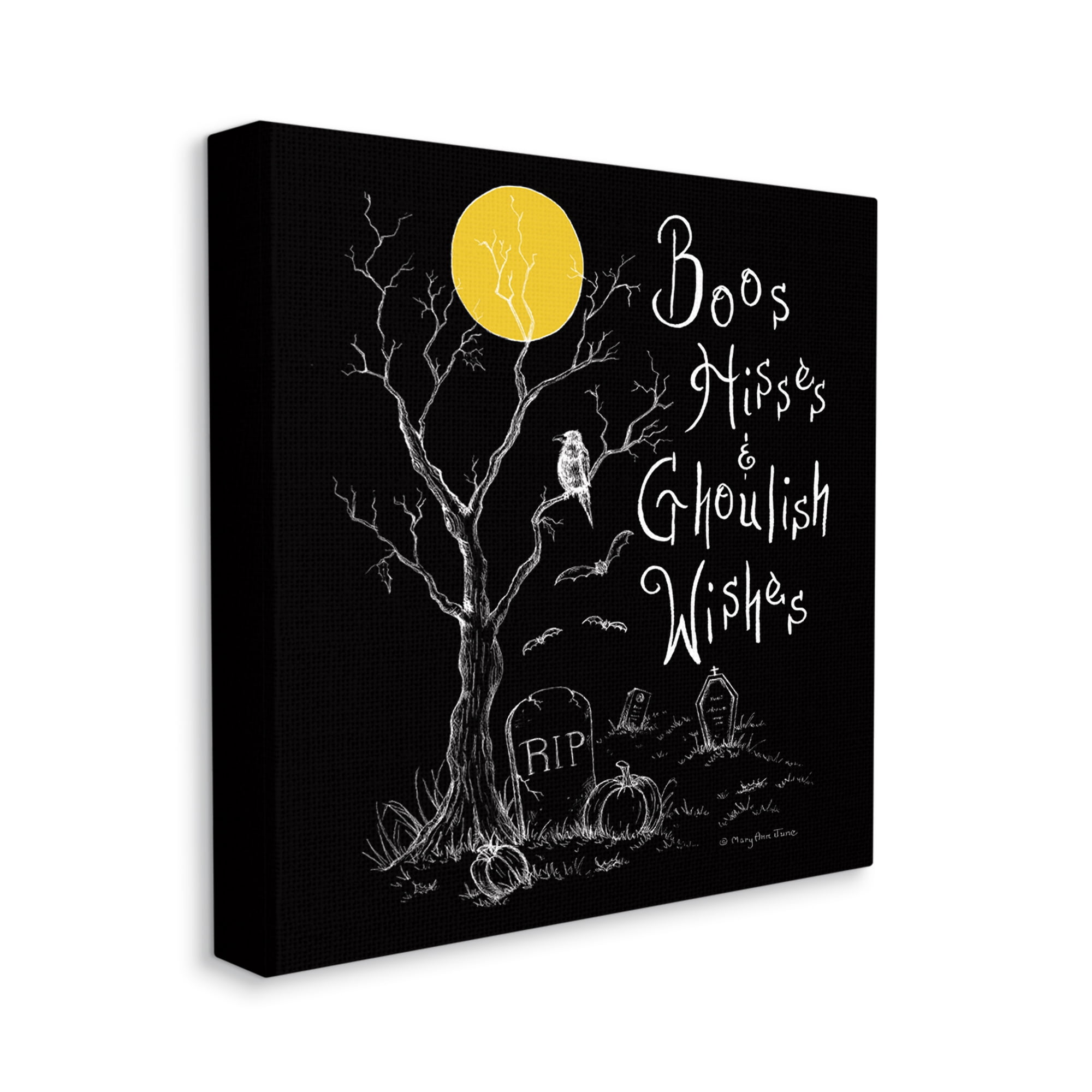 Stupell Industries Spooky Dark Halloween Phrase Holiday Painting Gallery Wrapped Canvas Print Wall Art, 24 x 24