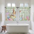 thumbnail image 4 of Easter Kitchen Curtains 54 Inch Length, Spring Bunny Colorful Eggs Floral Leaves Grey Plaid Tiers Curtains for Bathroom Bedroom Cafe, Light Filtering Small Window Treatment Drapes 2 Panels 42"Wx54"L, 4 of 8