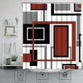 thumbnail image 4 of FRAMICS Red Black Geometric Shower Curtain and Rug Sets, 16 Pc Modern Abstract Bathroom Sets, Waterproof Fabric Shower Curtain with 12 Hooks and Toilet Rugs, 4 of 9