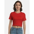 thumbnail image 4 of Women's Basic Teen Tee Workout Crewneck Short Sleeve Slim Fitted Casual Crop Top, 4 of 6