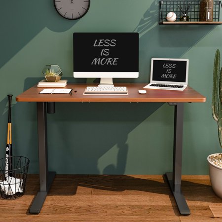 UPC: 0810072791009 | FlexiSpot 48 x30  Home Office Electric Height Adjustable Standing Desk Black Frame and Mahogany Top