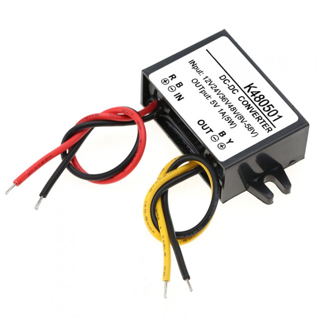 Convertidor reductor, DC-DC 12V/24V/36V/48V a 5V DC Convertidor reductor Fuente de alimentación Diseño fácil de usar Jadeshay A