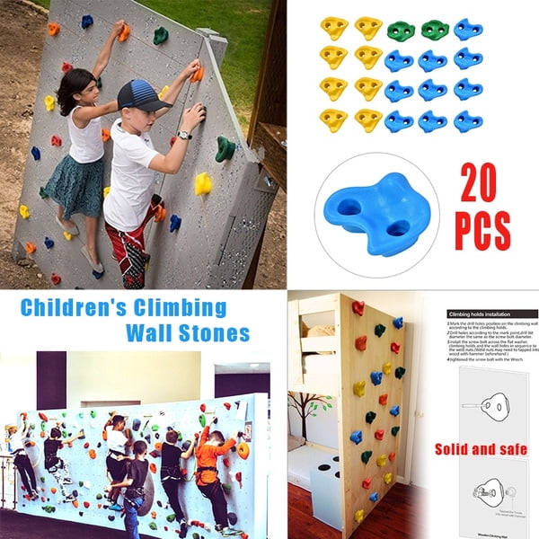 20x Textured Climbing Holds Rock Wall Stones Hand Feet Safe Kids Gift Assorted 