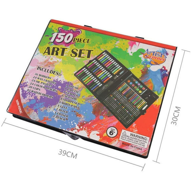 GIXUSIL 150 Pcs Portable Inspiration & Creativity Coloring Art Set Painting  & Drawing Supplies Kit, Markers, Crayons, Colour Pencils - Black
