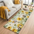 thumbnail image 3 of 2x6 Kitchen Runner Rug, Sunflower Bee Non-Skid Rubber Backing Large Rectangle Rugs - Living Room Bedroom Home Office, Vintage Summer Botanical Farmhouse Indoor Floor Mat Carpets Washable Rug, 3 of 9