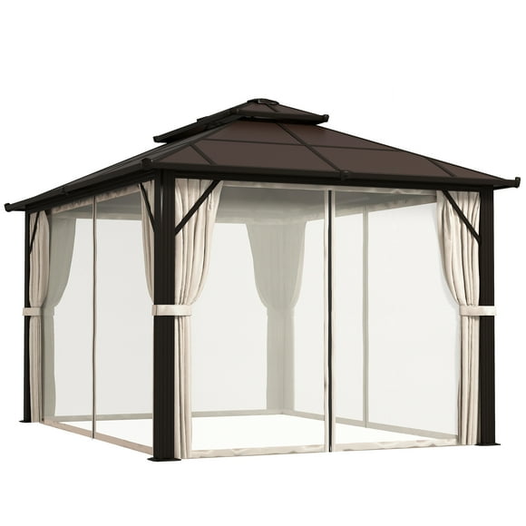 Outsunny 10' x 13' Hardtop Gazebo with Polycarbonate Roof, Aluminum Frame