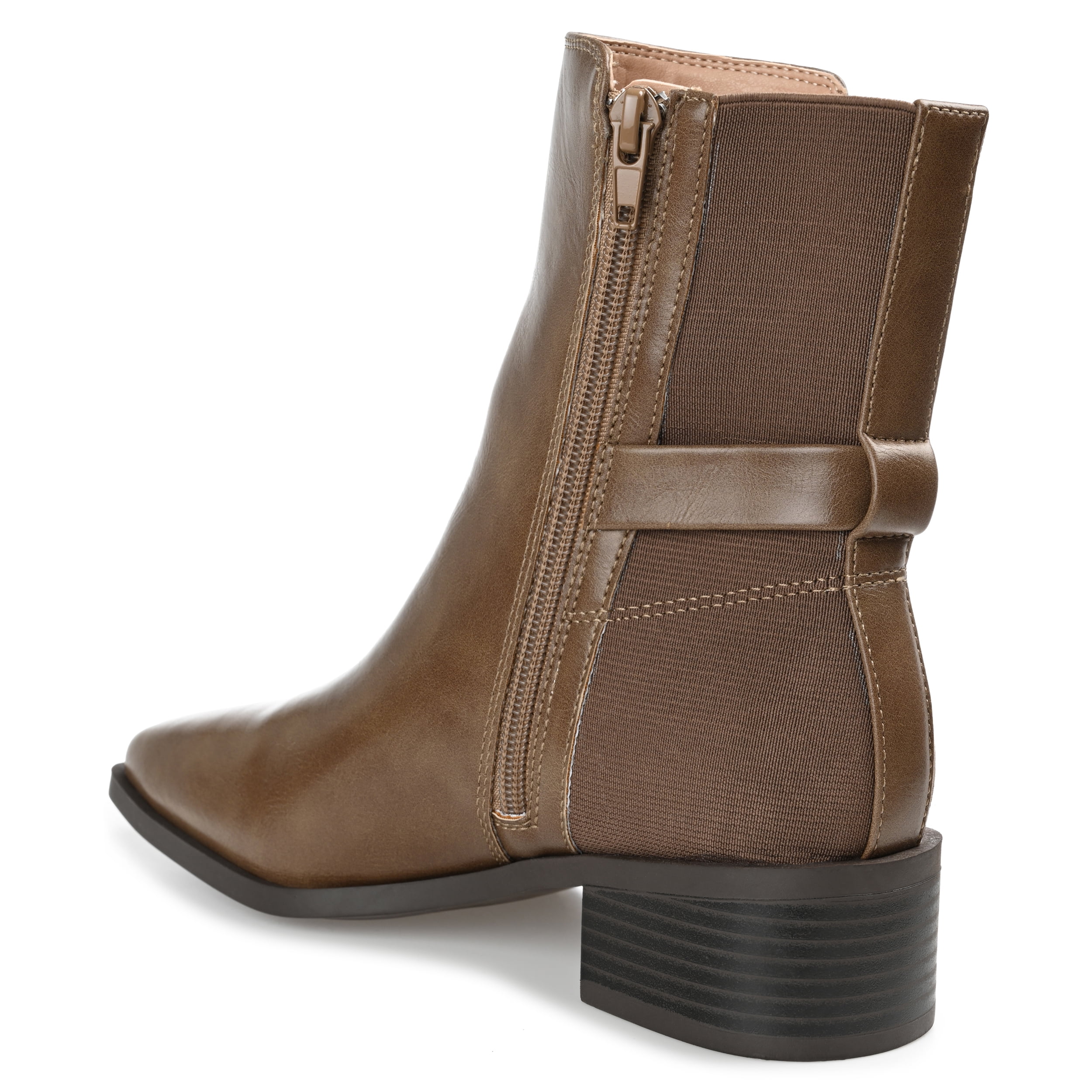 Journee Womens Aubrie Inside Zip Stacked Heel Booties, Widths Available