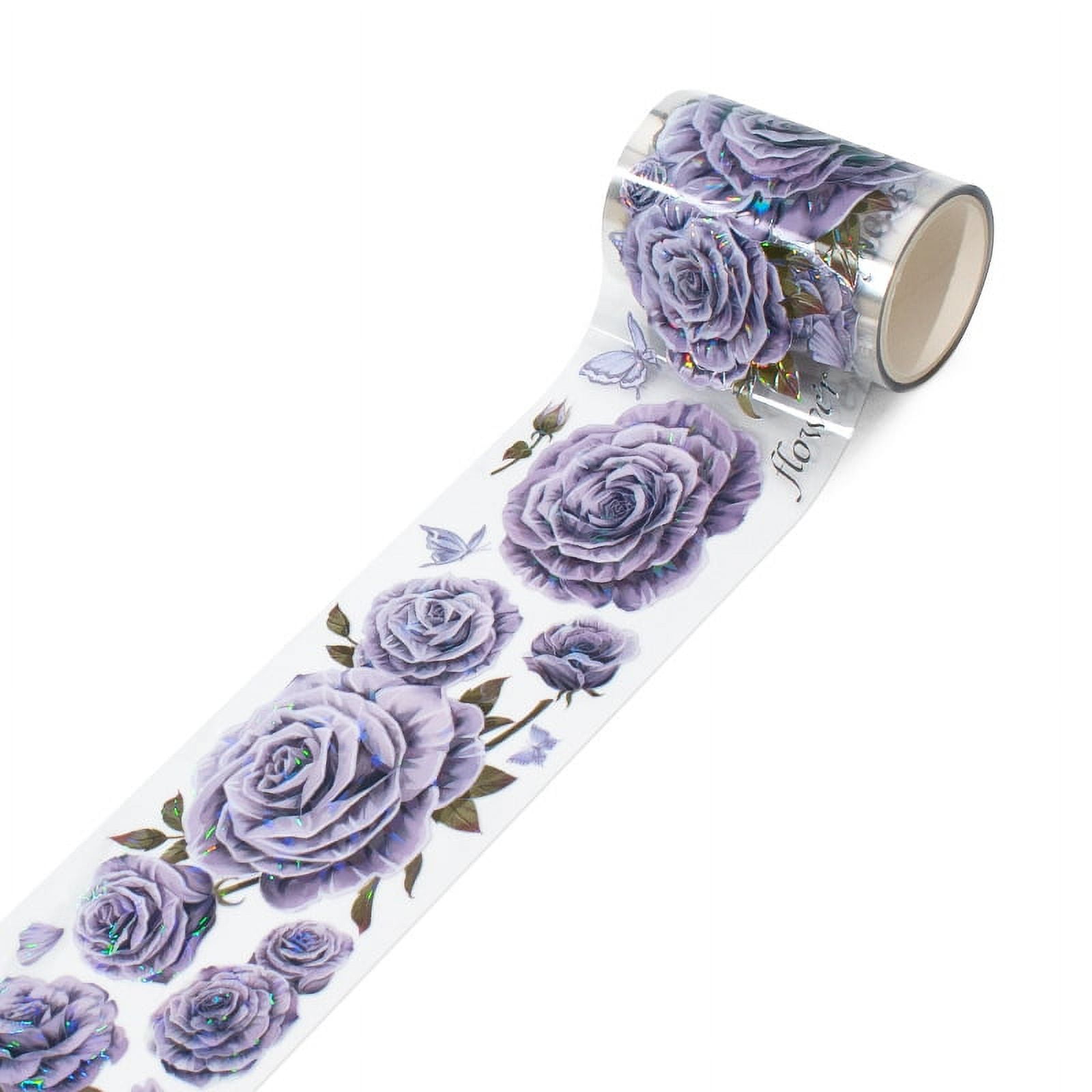 Original Floral PET Tape - Creative Rose Flower Design for Scrapbooking and DIY Journals