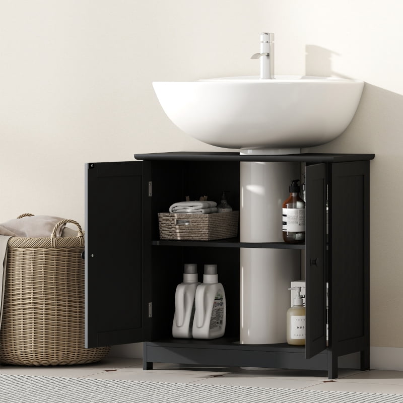 Alvantor Under Sink Bathroom Storage Cabinet with 2 Doors & Adjustable Shelf 23.5" W x 11.75" D x 23.5" H Black