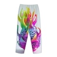thumbnail image 3 of Lsque Colorful Glitter Dagon Fruit Print Women's Pajama Pants, Lounge Pant - Comfortable Home Wear,Elastic Waistband, Stylish Design-X-Large, 3 of 9