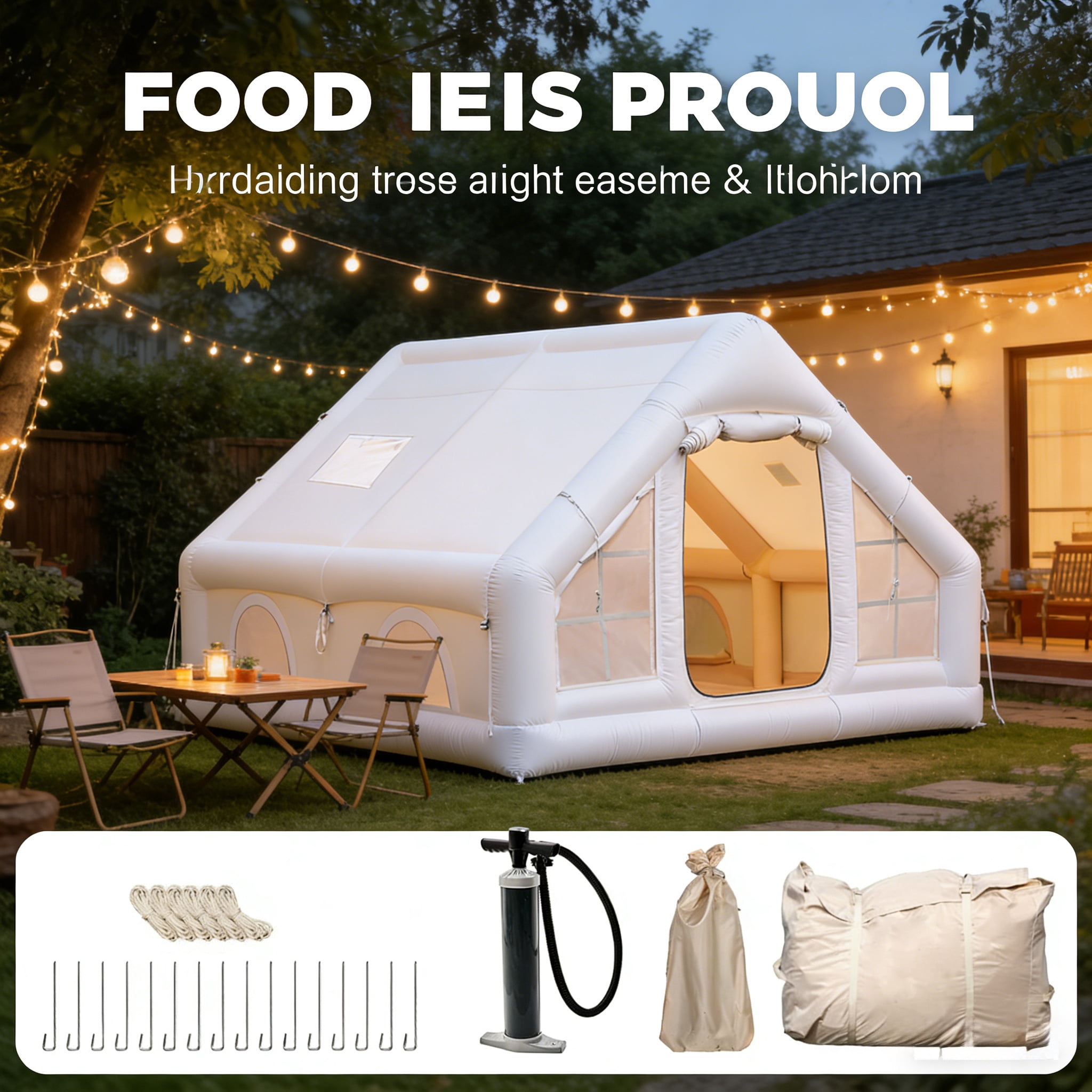 Vakiorn 13x10 Ft Inflatable Air Tent 8-Person with Built-in Pump Stove Jack Waterproof Windproof All-Season for Camping Festivals