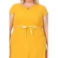 thumbnail image 5 of Women's Plus Size Solid Round Neck Front Cutout Short Sleeve Flared A Line Dresses, 5 of 6