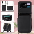 thumbnail image 4 of Allytechgroup Galaxy Z Flip 3 Wallet Case with Crossbody Lanyard, Premium PU Leather Stylish Purse Design Protective Shockproof Mini Phone Case Bag for Samsung Galaxy Z Flip 3, Black, 4 of 11