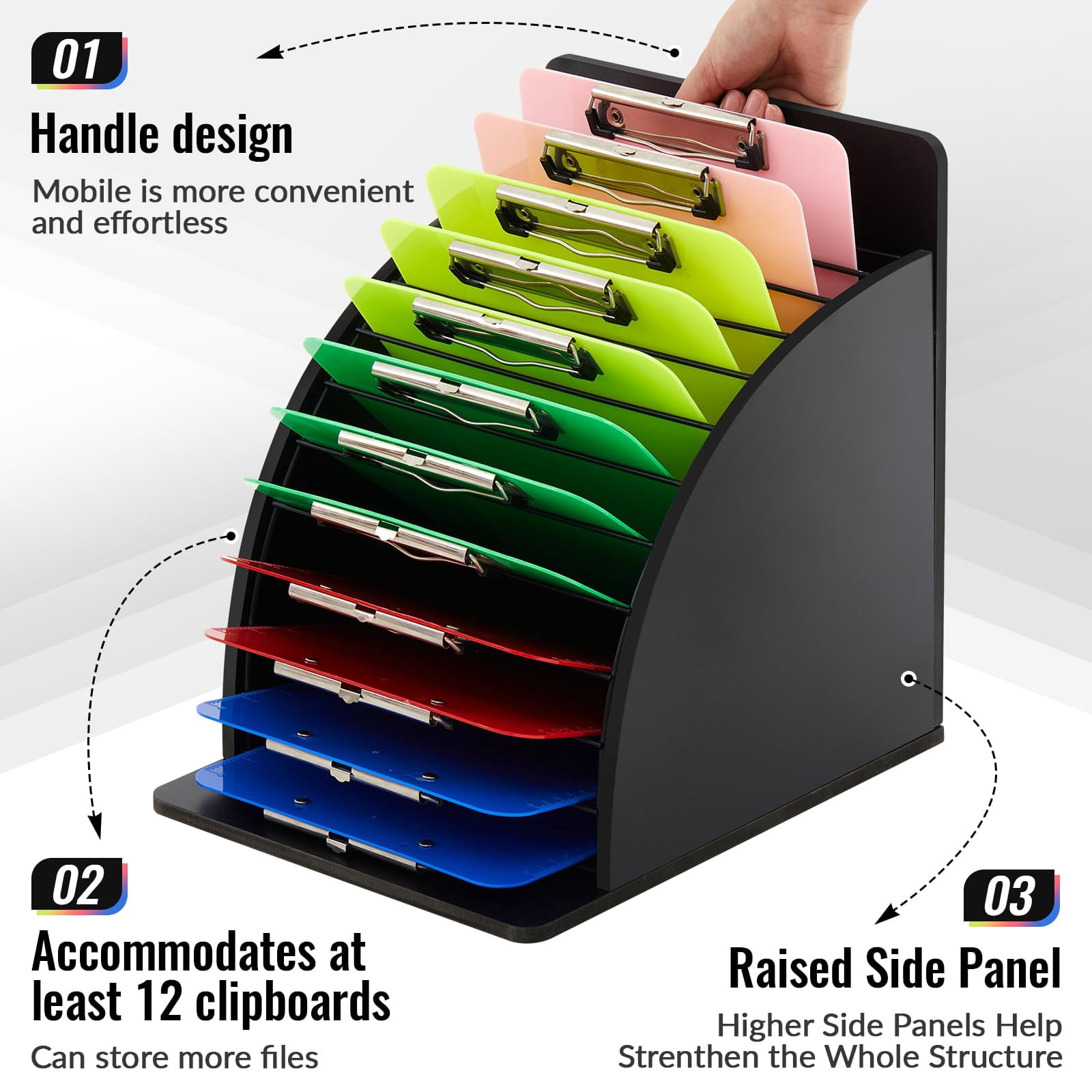 1 Wooden Clipboard Holder Storage Metal Rack With Raised Side Panel Organization For Classroom Office School Teacher  Clip Boards Not Included