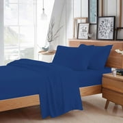 100% Egyptian Cotton 4 Pcs Sheet Set Solid 21 inches (Egyptian/Royal Blue,Full)