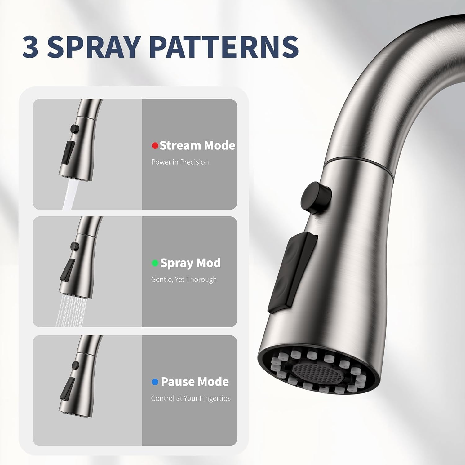 YUNMEIY Kitchen Faucet with Pull Down Sprayer,Brushed Nickel Kitchen Sink Faucet 1-3 Hole Single Handle High Arc Stainless Steel Commercial Modern Kitchen Faucets for RV,Laundry,Bar,Utility,Farmhouse