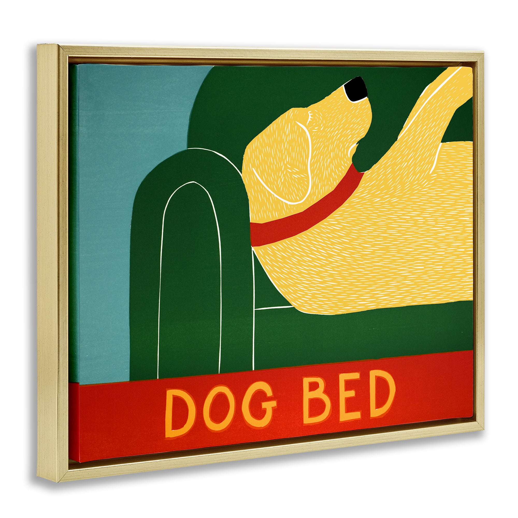 Dog Bed Labrador Gold Framed Floater Canvas Wall Art, design by Stephen Huneck