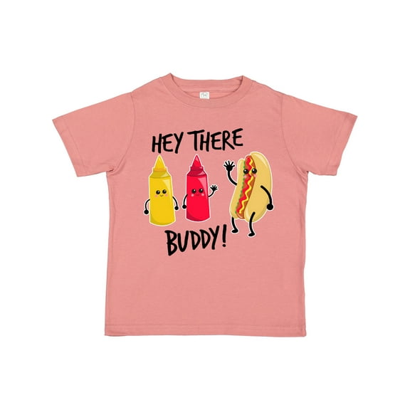Inktastic Hey There Buddy with Ketchup Mustard and Hot Dog Boys or Girls Toddler T-Shirt