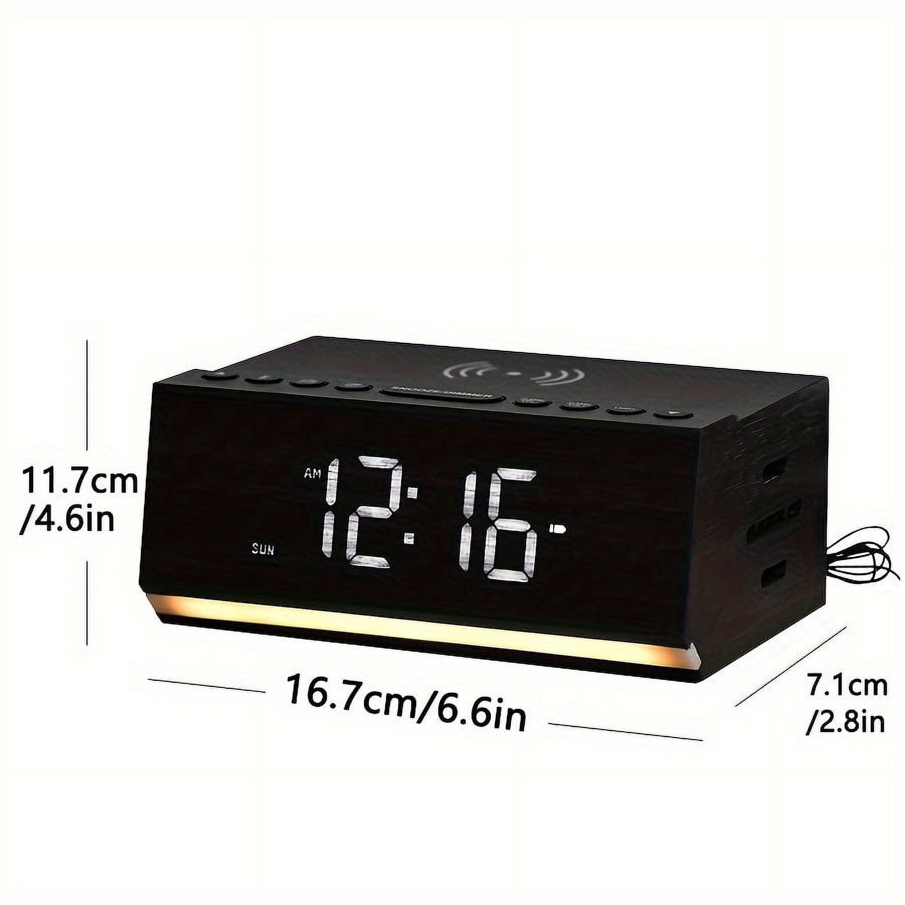 Bluetooth Speaker Wooden Radio Alarm Clock - Dimmable Display for at-a-Glance Clock, Sleep-Friendly Light, Natural Alarm & Premium FM Radio for a Gentle Wake-Up  Plugged in Alarm Clock Radio