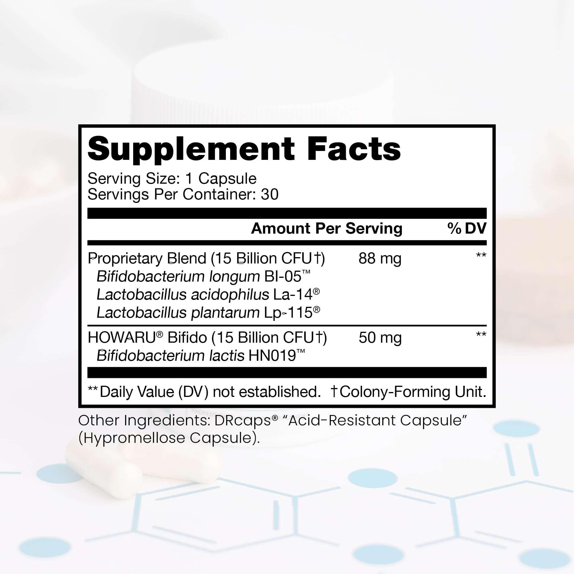Power Probiotic Daily - 30 Acid-Resistant Capsules | 4 Proven Strains - 30 Billion CFU / Capsule | Patented Activ-Vial Desiccant Bottle to Ensure Freshness | NO Refrigeration Required