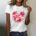 thumbnail image 2 of Summer Casual Tshirts for Women Loose Fit Crewneck Floral Printed Basic Tees Short Sleeve Tops Pullover T Shirt (S, Hot Pink), 2 of 5