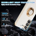 thumbnail image 6 of for Samsung S21 Case,with Screen Protector, Built-in 360° Rotation Ring Holder Magnetic Kickstand, Plating Gold Edge Soft TPU Shockproof Protective Case for Galaxy S21 6.2 inch, White, 6 of 13